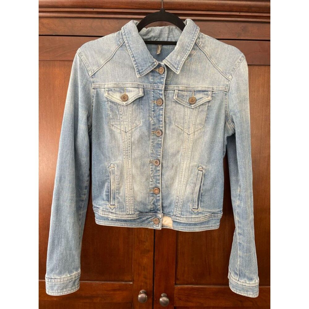 ~ Naf-Naf med jean jacket Vintage Distressed Look Denim, Boho Hippie Core